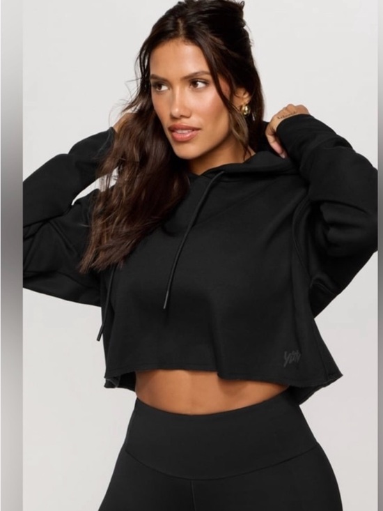 YITTY Tops - YITTY Black Cropped Hoodie with Drawcord